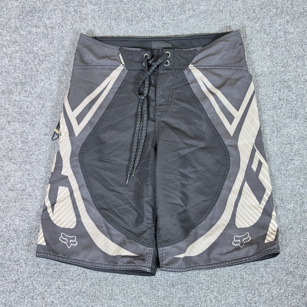 Fox Racing Mens Board Shorts Size 30 Black Grey Geometric Graphic Motocross Surf
